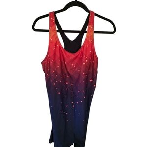 Women's 2XL Blue & Orange Box Short Swim Suit.